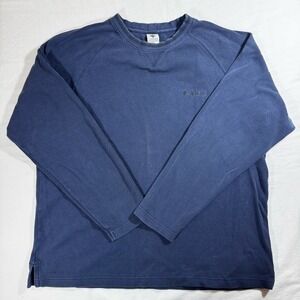 Columbia Mens XL Navy Blue Ribbed Long Sleeve Crewneck Pullover Cotton